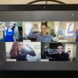 Teaching Pilates classes virtually while Medicus employees work from home.