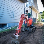 Excavating before laying a brand new interlock patio