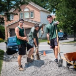 A couple of the team members on the job landscaping in 2021. 