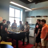 Spigot Inc plays foosball