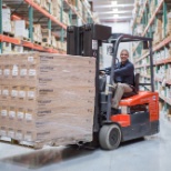 Steven driving the forklift.